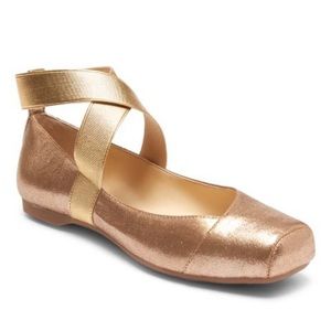Jessica Simpson Gold Ballet 🩰 Ankle-Wrap Flats